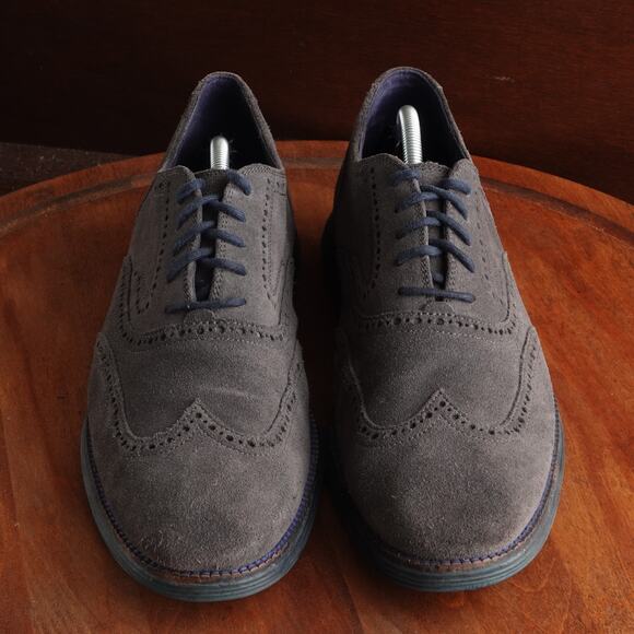 Cole Haan Oxfords Mens Size 12M Gray Grand OS Wingtip Brogue Suede Shoes C22094 main image 8